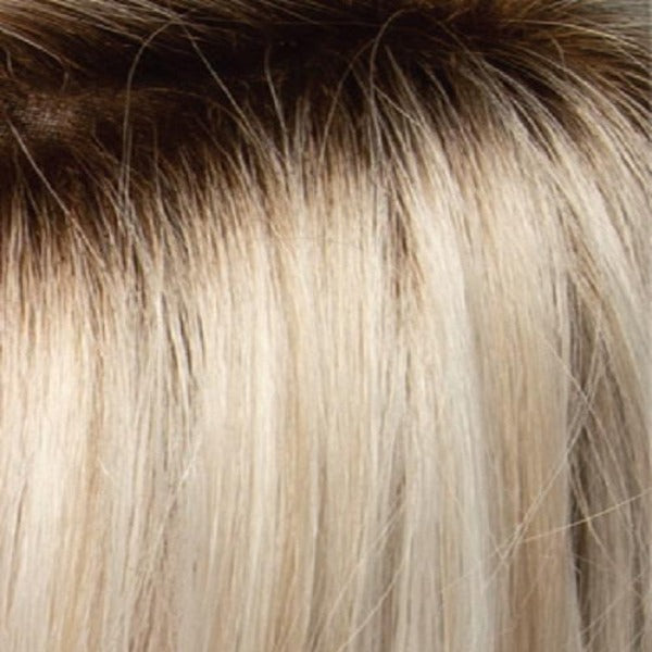 Estetica Wigs | SILVERSUNRT8 | ICED BLOND DUSTED WITH SOFT SAND AND GOLDEN BROWN ROOTS